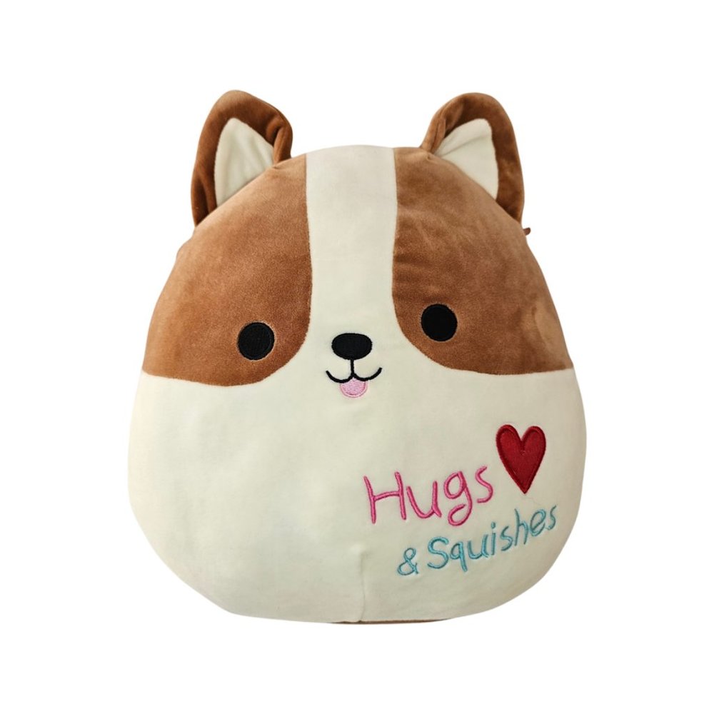 Squishmallow Reginald the Corgi Pillow Large Soft 12"  Hugs & Squishes Logo